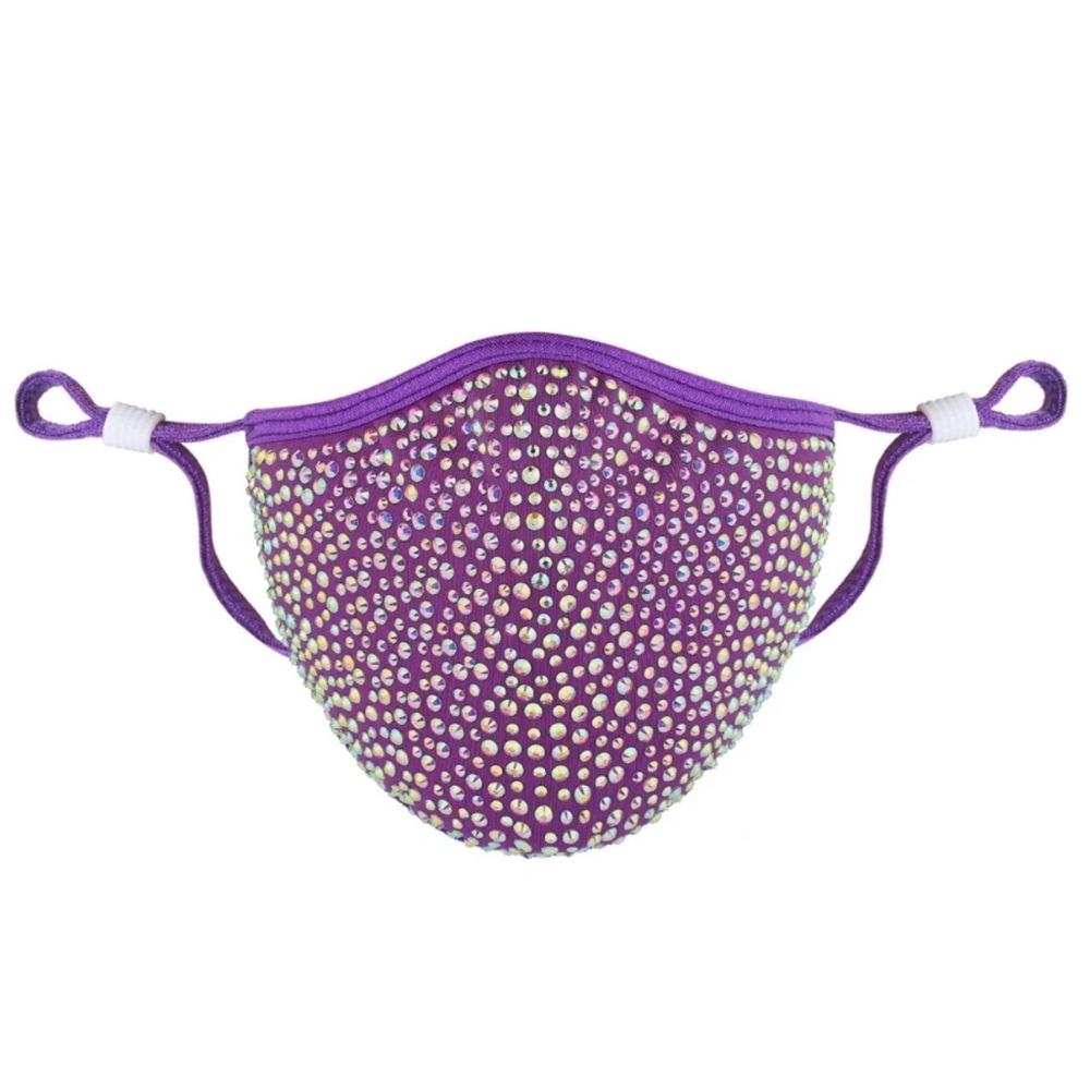 Purple Rhinestone Destiny Crystal Face Mask with AB Crystals Natalie Mills NEW